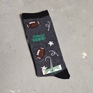 Nwt Touch Down Football Patterned Gray Socks